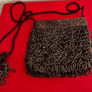 Clovis Ruffin Vintage Hand Beaded Copper Purse.